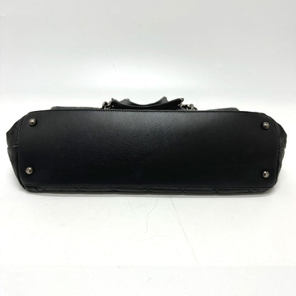 CHANEL Shoulder Bag leather black COCO Mark Matrasse Women Used