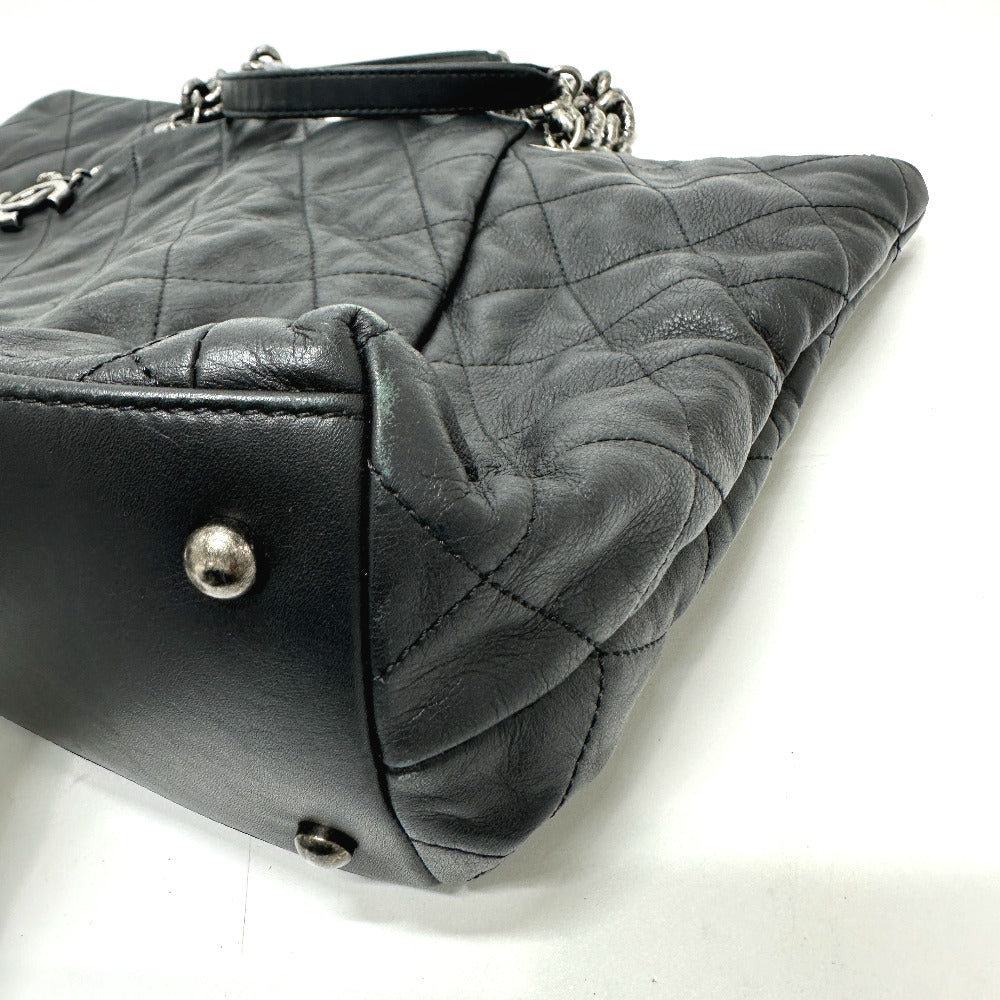 CHANEL Shoulder Bag leather black COCO Mark Matrasse Women Used