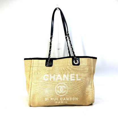 CHANEL Tote Bag Canvas / leather beige Shoulder Bag Shoulder Bag Deauville Women Used