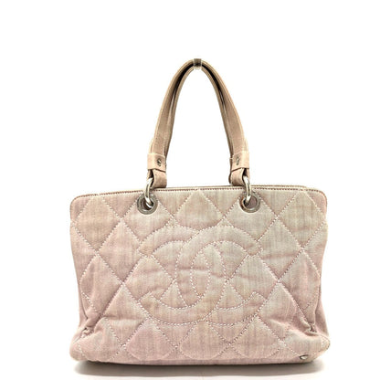 CHANEL Tote Bag Cotton canvas Pink type COCO Mark CC Matrasse Women Used