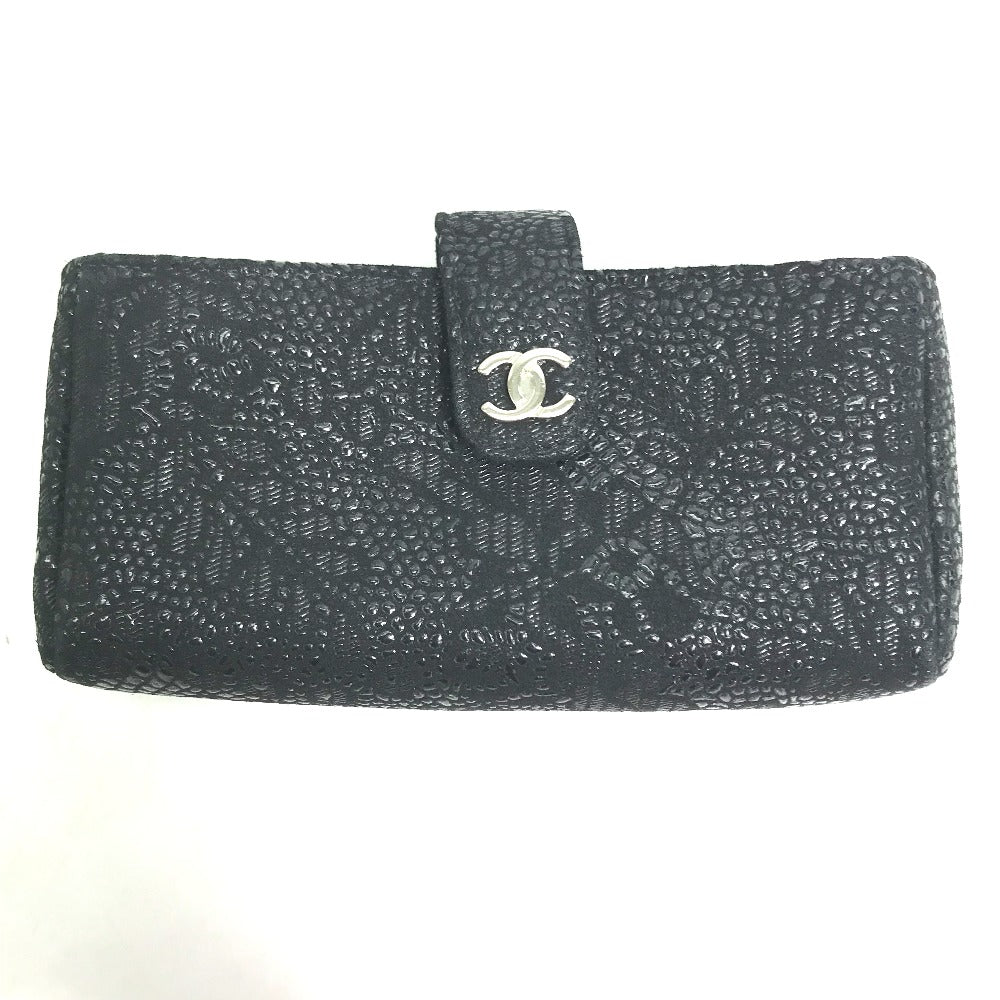CHANEL Pouch leather black COCO Mark CC Women Used
