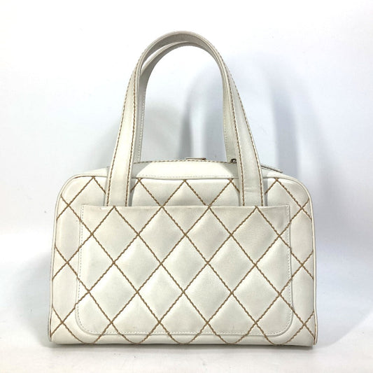 CHANEL Handbag leather white CC COCO Mark Bag Wild stitch Women Used