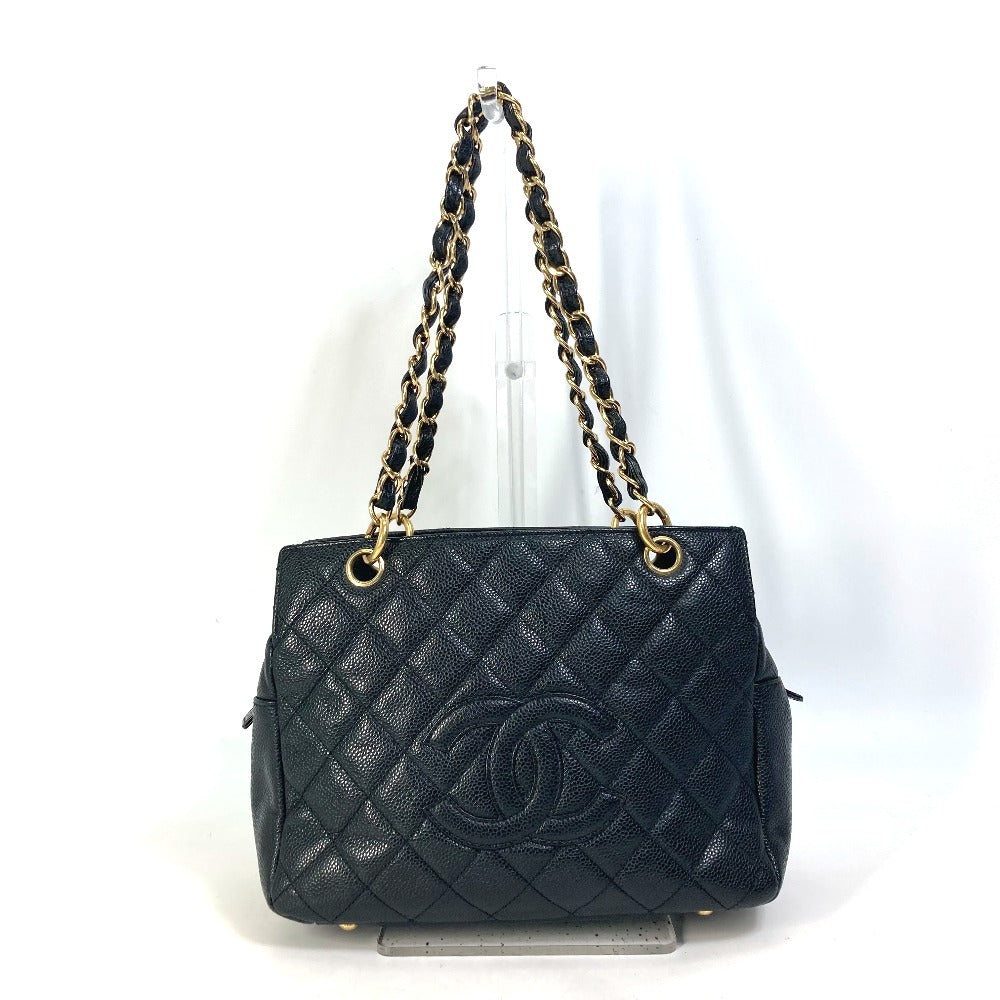 CHANEL Shoulder Bag Caviar skin black CC COCO Mark Matrasse quilting Women Used