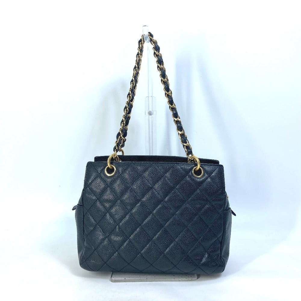 CHANEL Shoulder Bag Caviar skin black CC COCO Mark Matrasse quilting Women Used