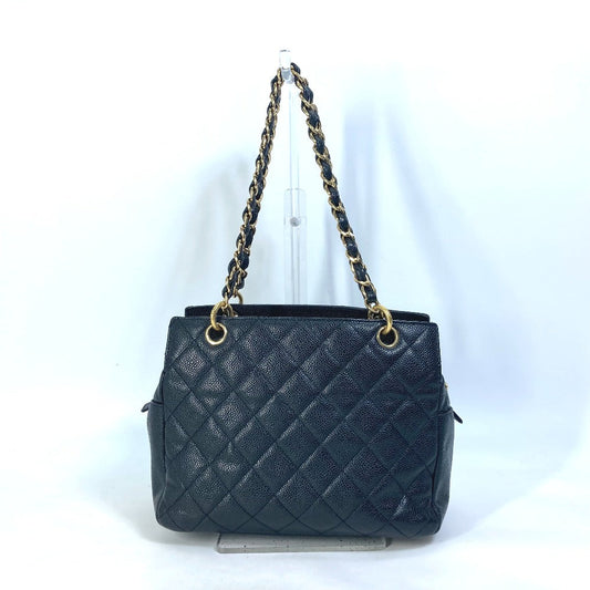 CHANEL Shoulder Bag Caviar skin black CC COCO Mark Matrasse quilting Women Used