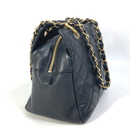 CHANEL Shoulder Bag Caviar skin black CC COCO Mark Matrasse quilting Women Used