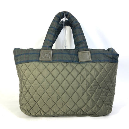 CHANEL Tote Bag A48611 Nylon khaki quilted shawl Cococoon Women Used