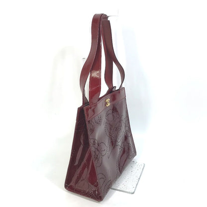 CHANEL Tote Bag Patent leather Bordeauxtype CC COCO Mark punching camellia Women Used