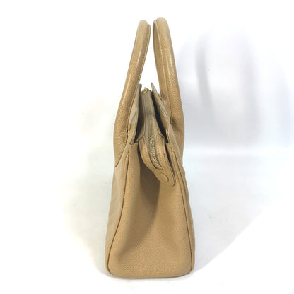 CHANEL Handbag Caviar skin beige Chevron Vstitch Vintage Women Used