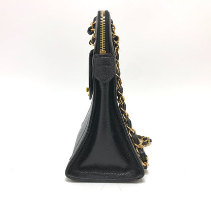 CHANEL Shoulder Bag Caviar skin black vintage COCO Mark CC Women Used