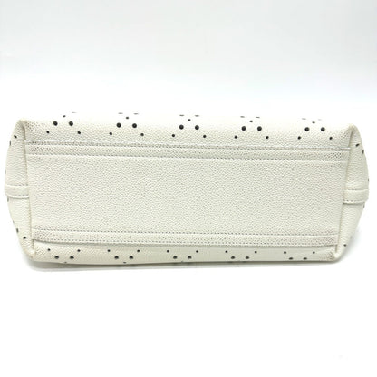CHANEL Tote Bag Soft caviar skin white COCO Mark CC Charm Matelasse punching Women Used