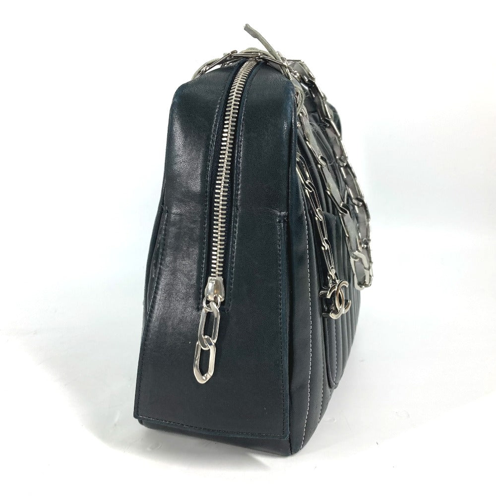 CHANEL Shoulder Bag leather black shoulder bag Mademoiselle Women Used