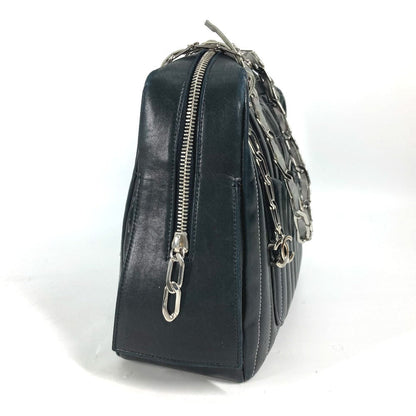 CHANEL Shoulder Bag leather black shoulder bag Mademoiselle Women Used