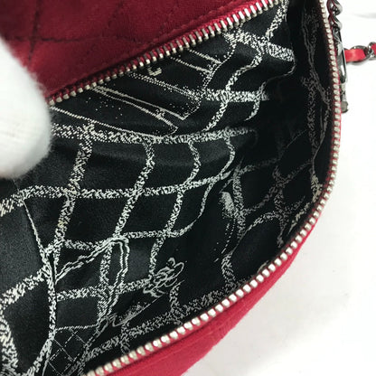 CHANEL Shoulder Bag cotton Red Pochette CC COCO Mark Matelasse Quilting Women Used
