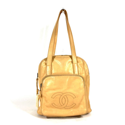 CHANEL Tote Bag leather beige logo CC COCO Mark Women Used