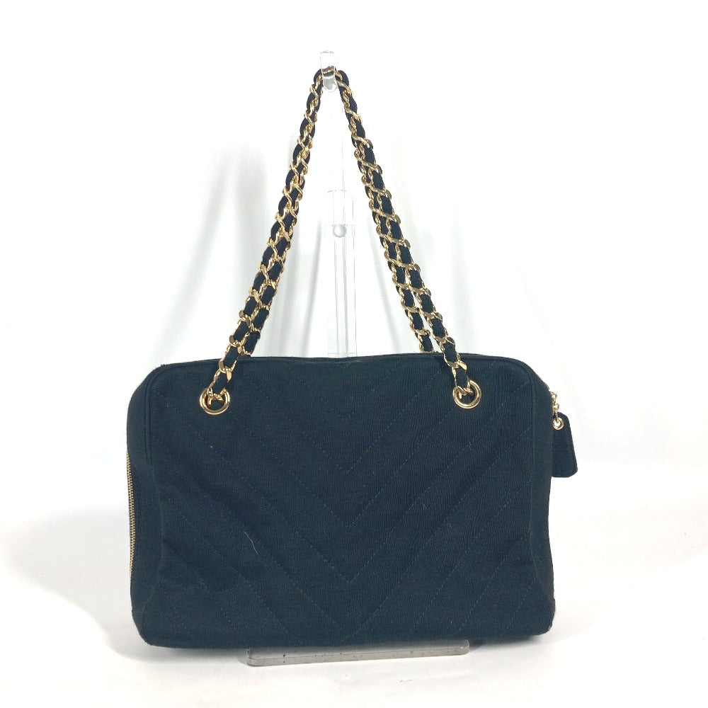 CHANEL Shoulder Bag Jersey black bag shawl CC COCO Mark Quilting Matelasse Women Used