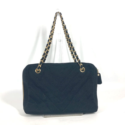 CHANEL Shoulder Bag Jersey black bag shawl CC COCO Mark Quilting Matelasse Women Used