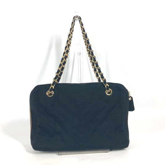 CHANEL Shoulder Bag Jersey black bag shawl CC COCO Mark Quilting Matelasse Women Used