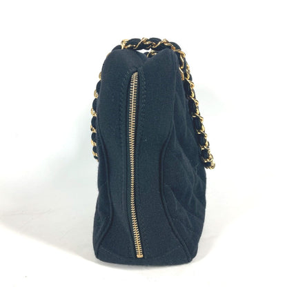 CHANEL Shoulder Bag Jersey black bag shawl CC COCO Mark Quilting Matelasse Women Used