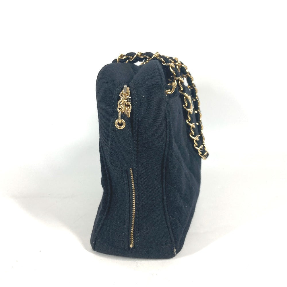 CHANEL Shoulder Bag Jersey black bag shawl CC COCO Mark Quilting Matelasse Women Used
