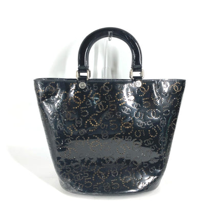 CHANEL Tote Bag Patent leather black punching logo CC COCO Mark NO5 Women Used