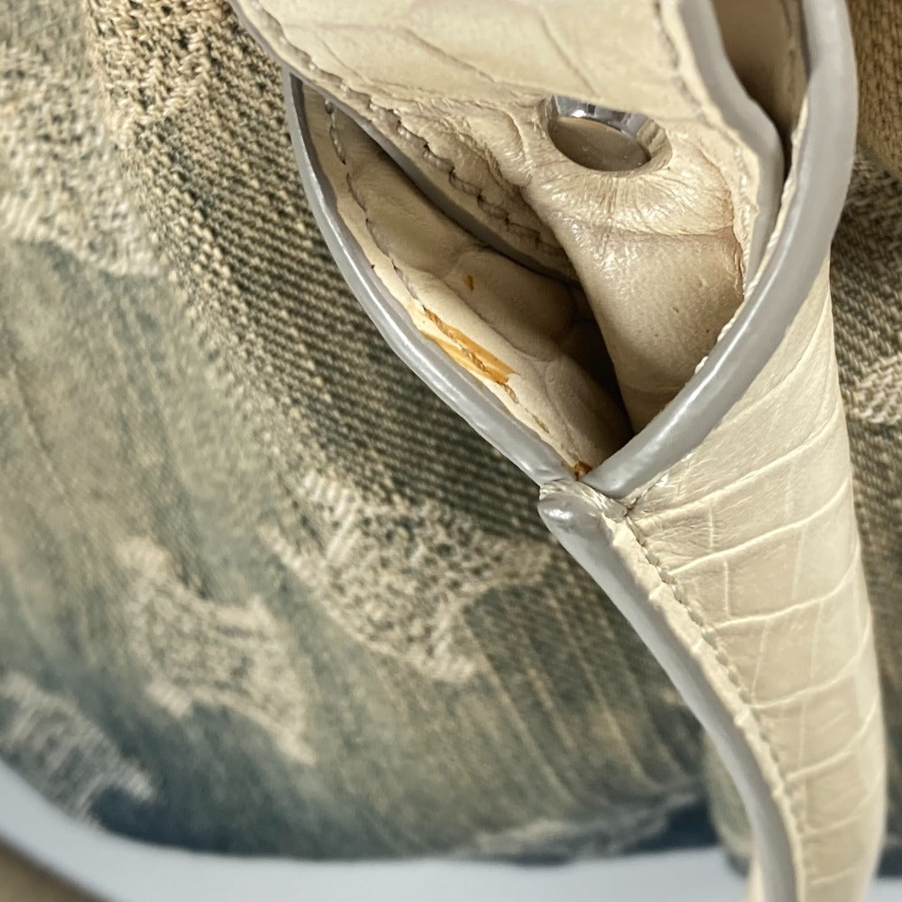 CELINE Tote Bag Leather / canvas white Macadam logo denim gradation Women Used