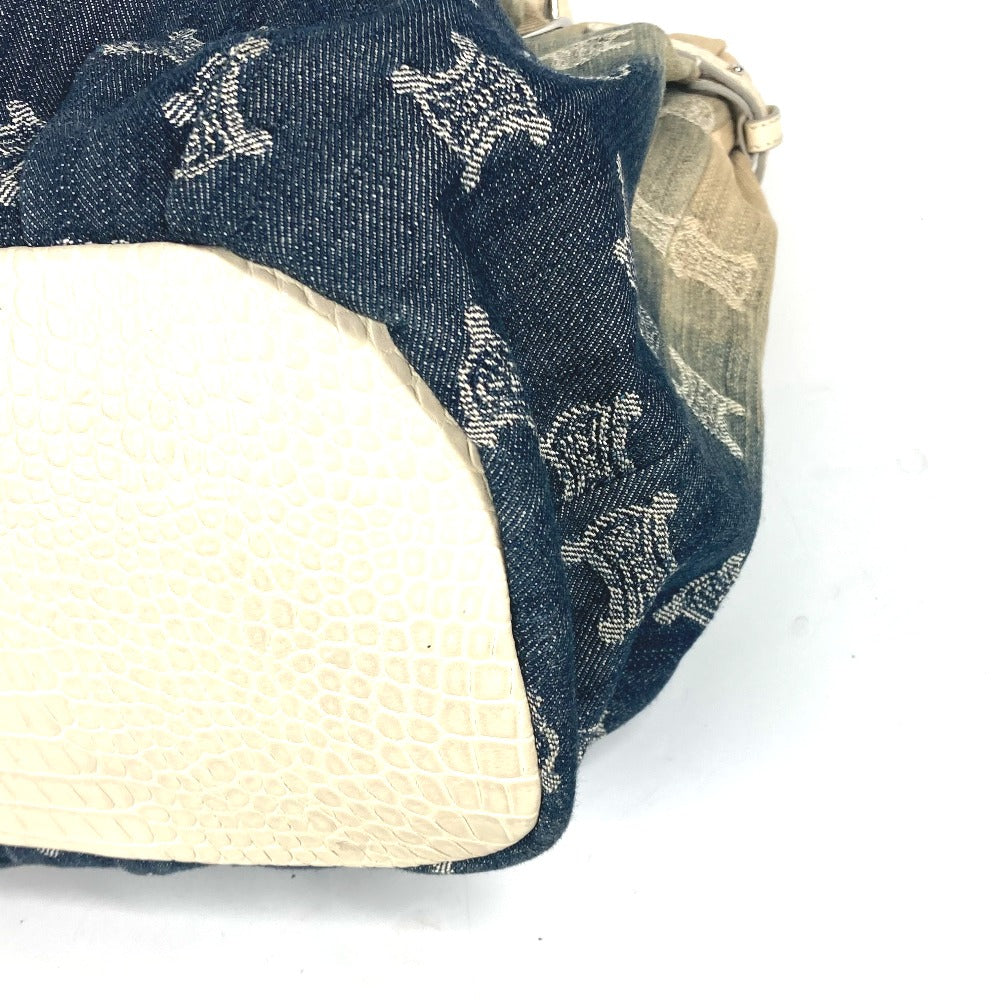 CELINE Tote Bag Leather / canvas white Macadam logo denim gradation Women Used