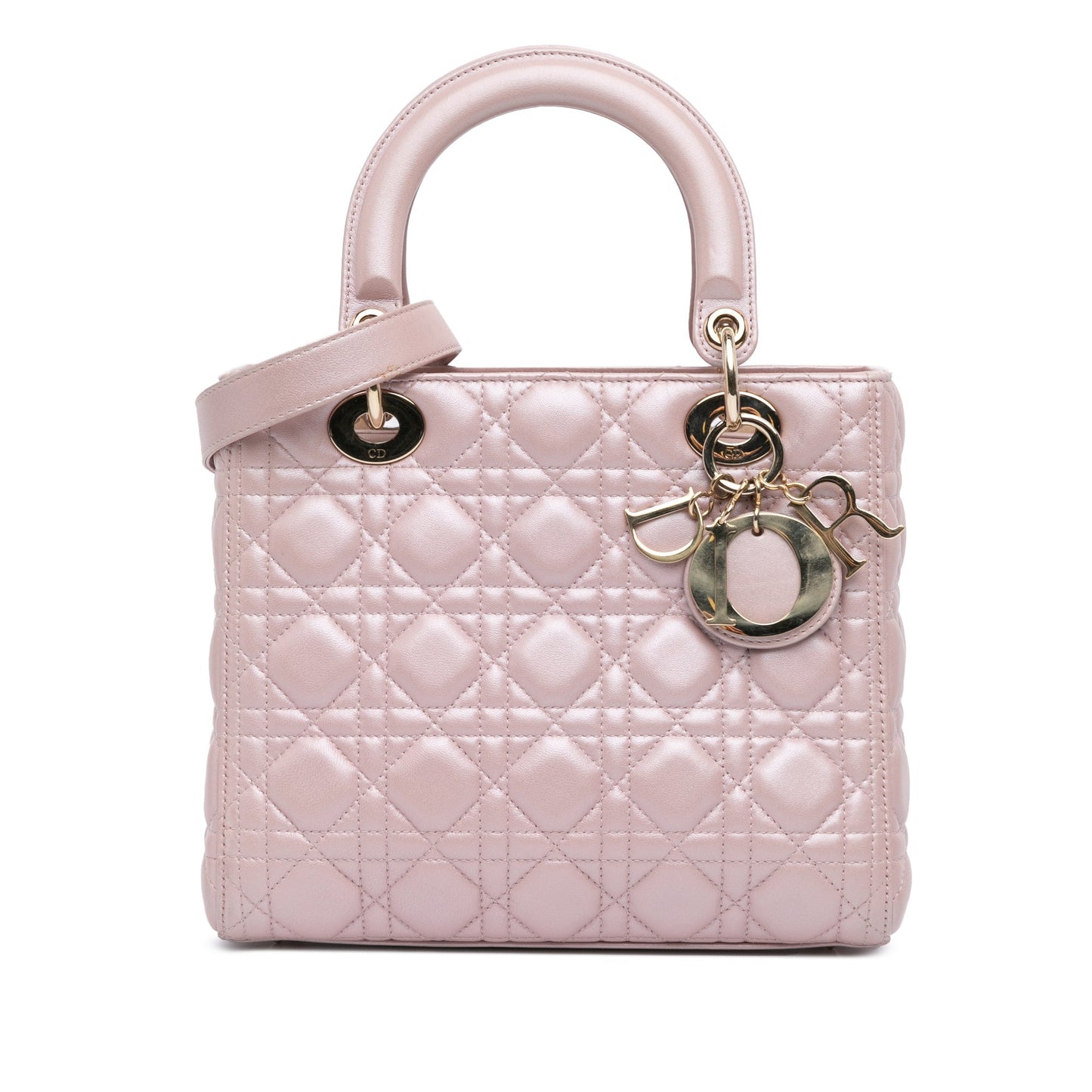 Medium Pearlescent Lambskin Cannage Lady Dior