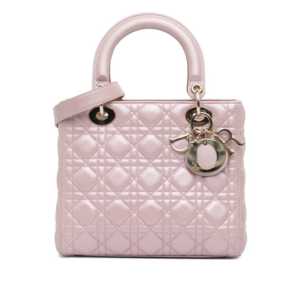 Medium Pearlescent Lambskin Cannage Lady Dior