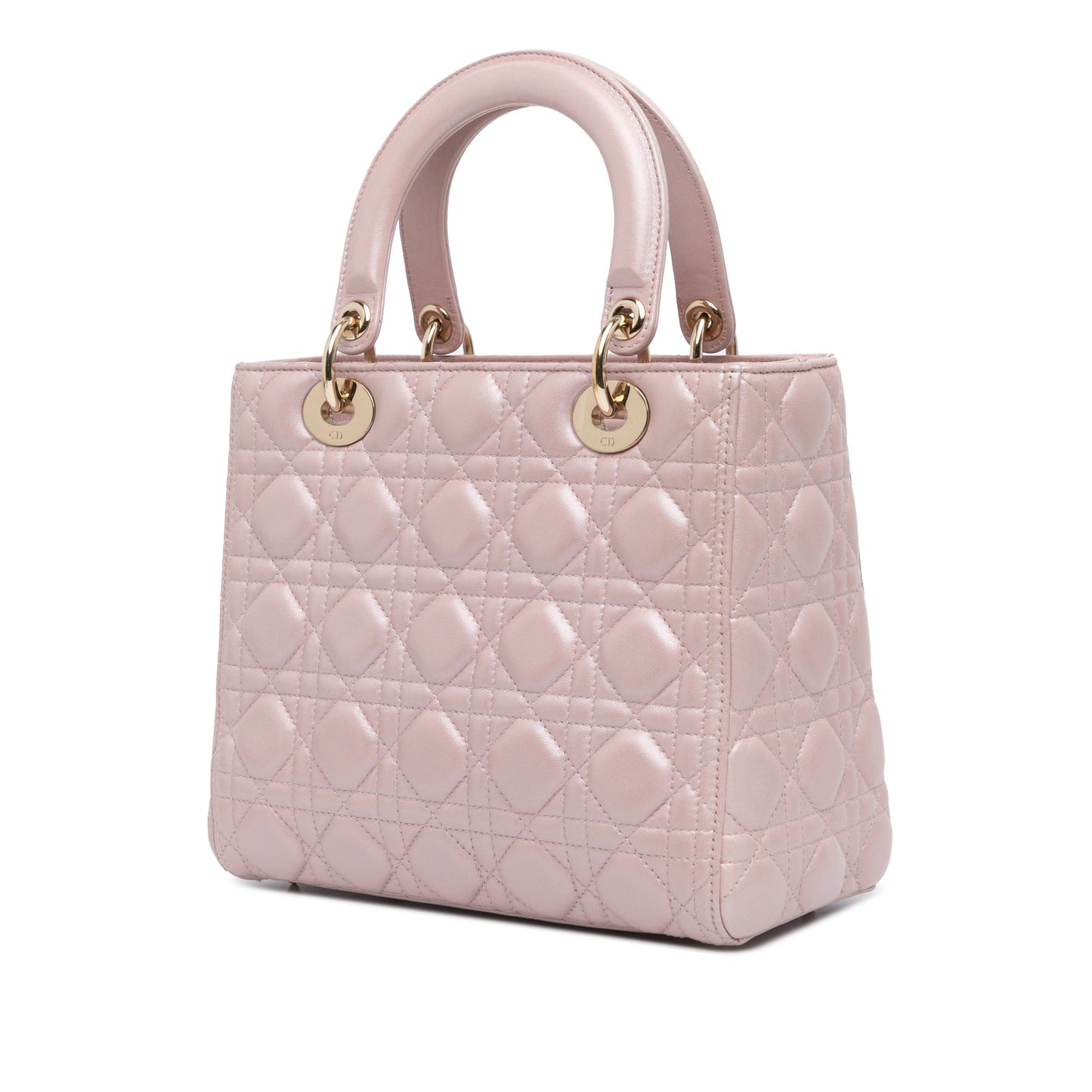 Medium Pearlescent Lambskin Cannage Lady Dior