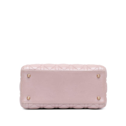 Medium Pearlescent Lambskin Cannage Lady Dior