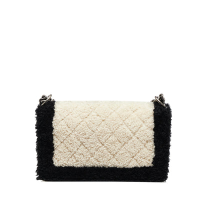 White Chanel Medium Shearling Boy Flap Crossbody Bag
