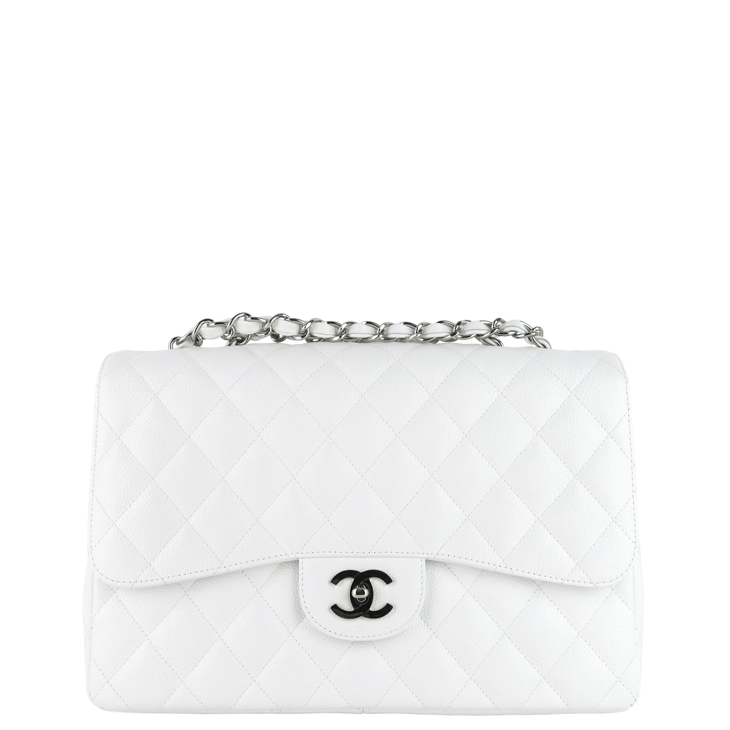 Classic Single Flap Large Caviar Leather Bag