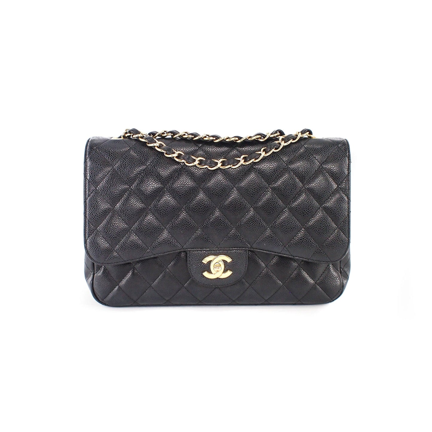 Single Flap Jumbo caviar leather black with ghw