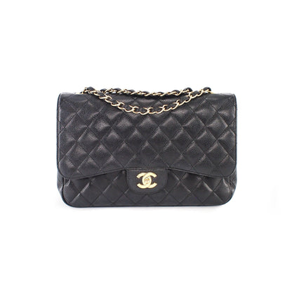 Single Flap Jumbo caviar leather black with ghw