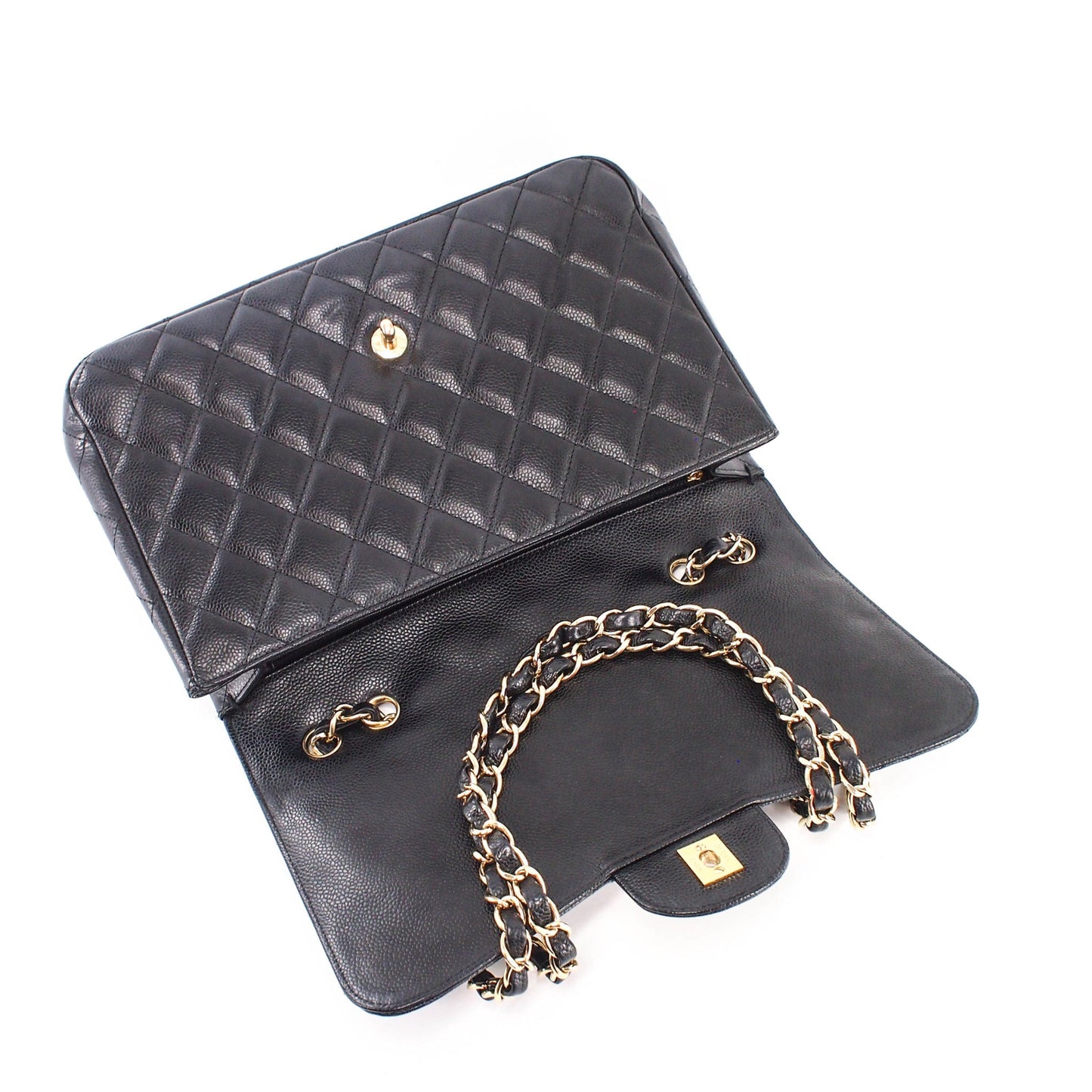 Single Flap Jumbo caviar leather black with ghw