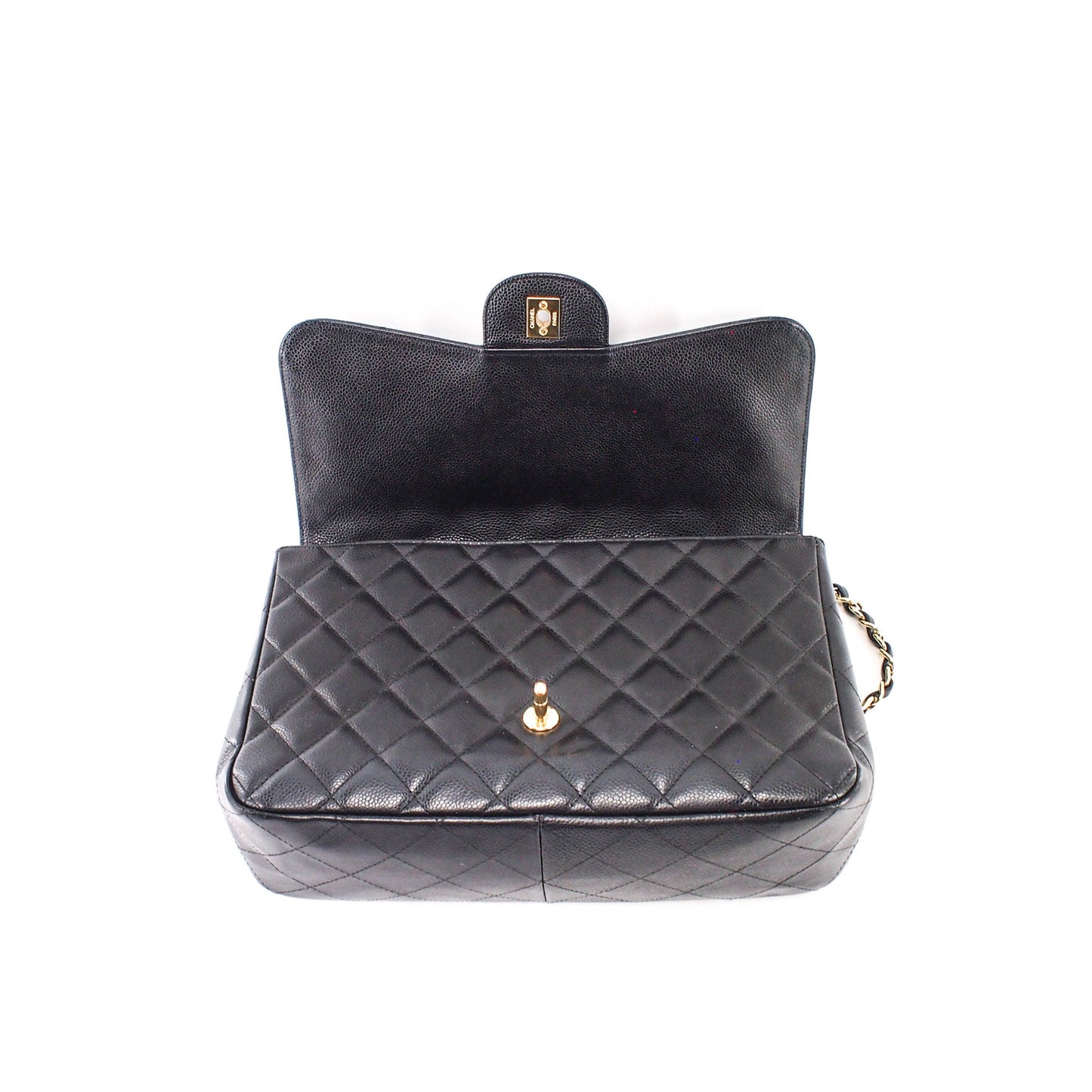 Single Flap Jumbo caviar leather black with ghw