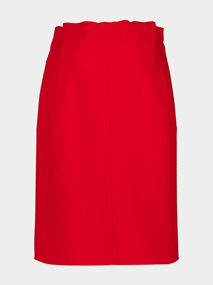 Red Melange Natté Wool Midi Skirt