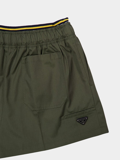 Military Green Poplin Shorts