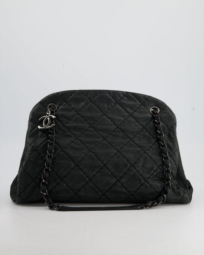 Chanel Charcoal Shimmer Quilted Lambskin CC Shoulder Bag with So Black Hardware