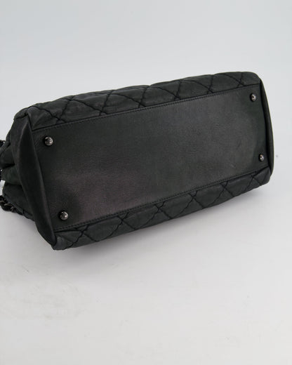 Chanel Charcoal Shimmer Quilted Lambskin CC Shoulder Bag with So Black Hardware