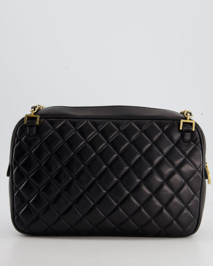 Chanel Black Crossbody Camera Bag in Quilted Lambskin With Gold Hardware