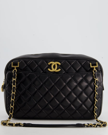 Chanel Black Crossbody Camera Bag in Quilted Lambskin With Gold Hardware