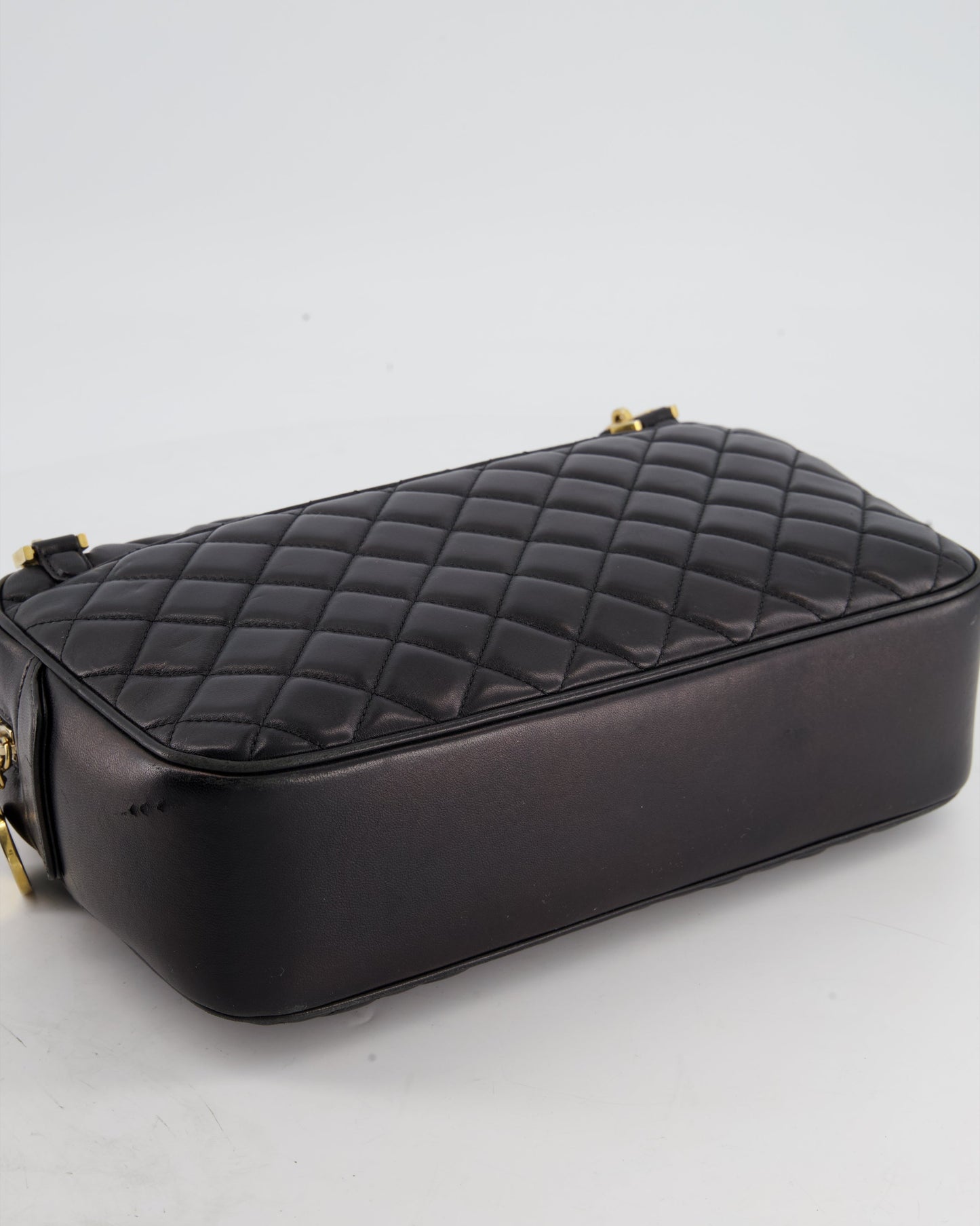 Chanel Black Crossbody Camera Bag in Quilted Lambskin With Gold Hardware