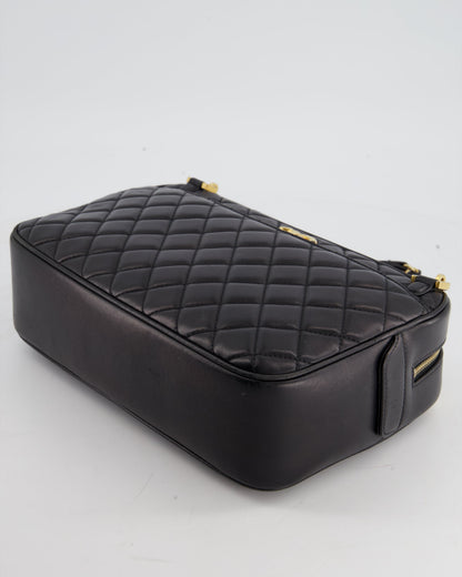 Chanel Black Crossbody Camera Bag in Quilted Lambskin With Gold Hardware
