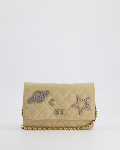 Chanel Metallic Gold Space Charms Reissue Wallet on Chain Bag with Gold Hardware