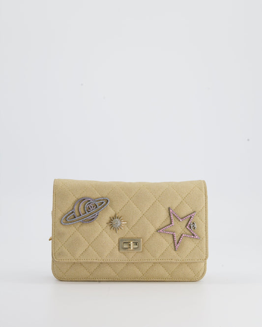 Chanel Metallic Gold Space Charms Reissue Wallet on Chain Bag with Gold Hardware