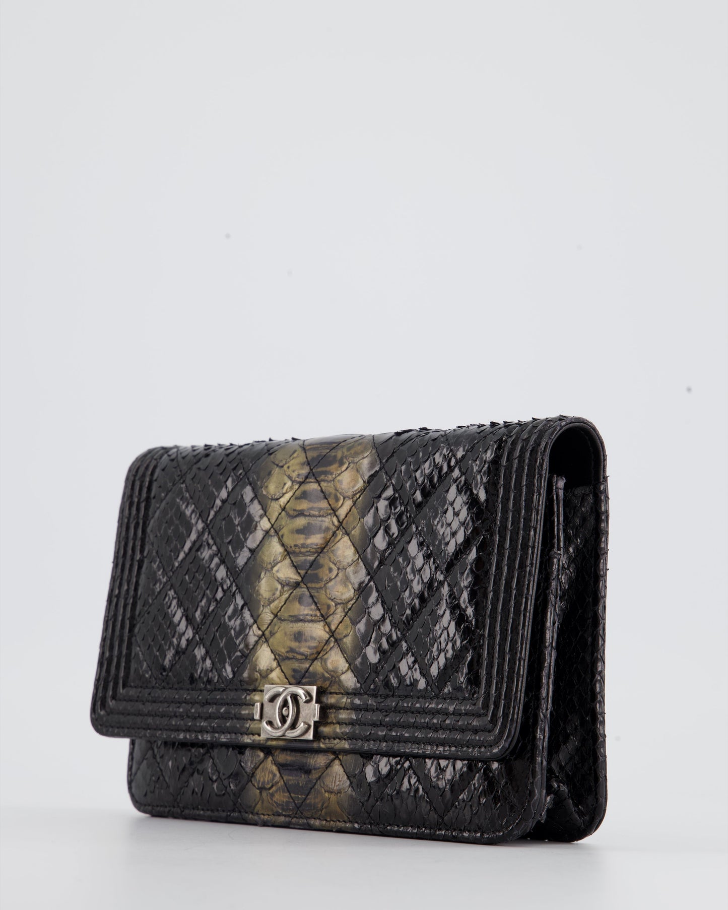 Chanel Black and Gold Wallet on Chain Bag in Python with Ruthenium Hardware