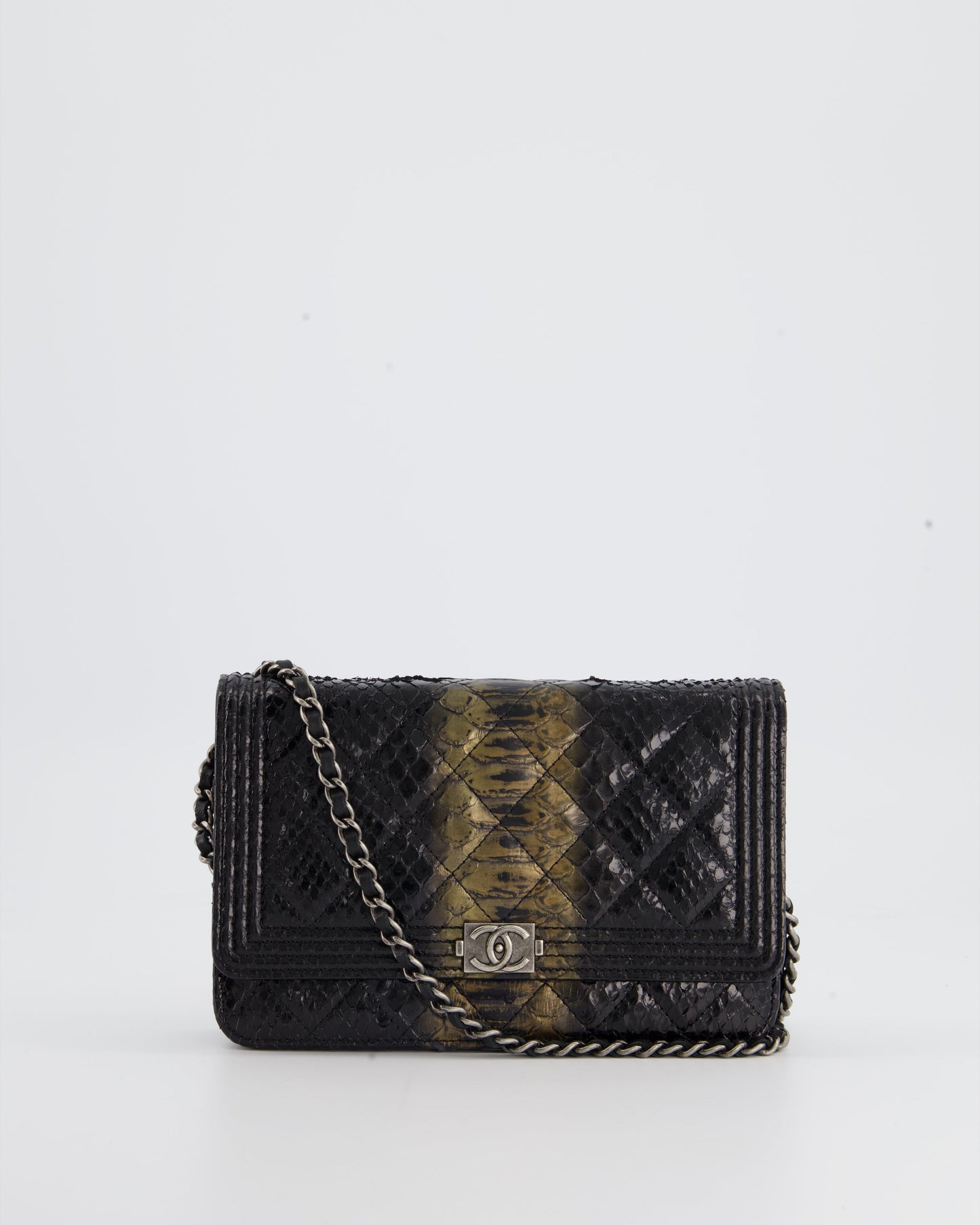 Chanel Black and Gold Wallet on Chain Bag in Python with Ruthenium Hardware