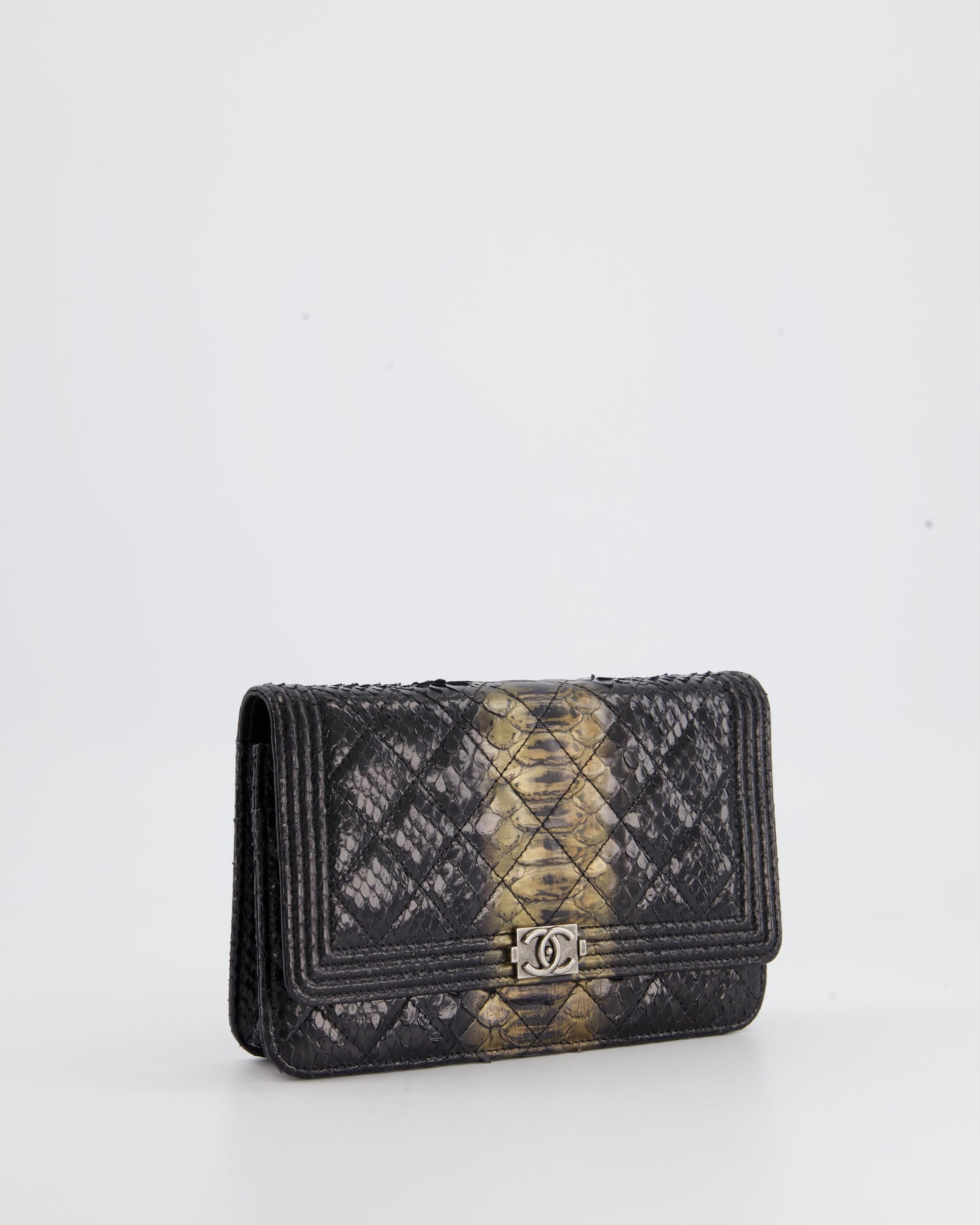 Chanel Black and Gold Wallet on Chain Bag in Python with Ruthenium Hardware